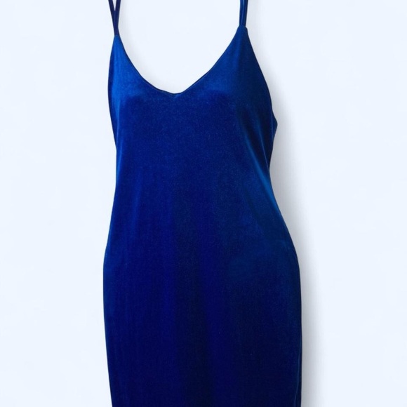 Elegant Blue Velvet Slip Dress XL! - Picture 1 of 3